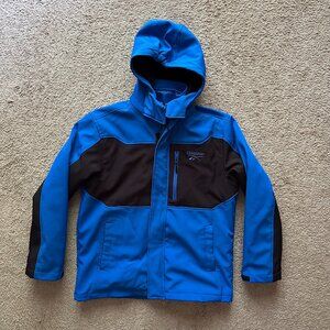 Reebok Jacket Boys Large Full Zip Hooded Pockets Blue Black